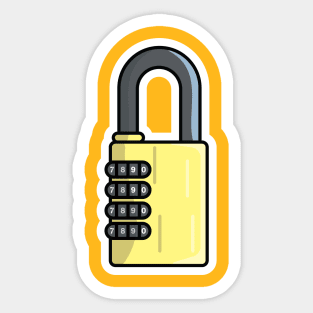 Padlock For Password Secure Sticker vector illustration. Technology and safety objects icon concept. Symbol protection and secure. Cyber security digital data protection concept sticker design Sticker